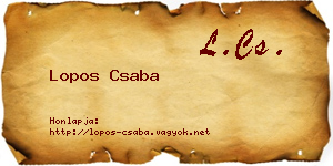 Lopos Csaba névjegykártya